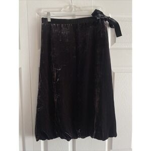 Garnet Hill Silk Blend Velvet Bubble Skirt Womens Size 8 Black Bow Evening Luxe